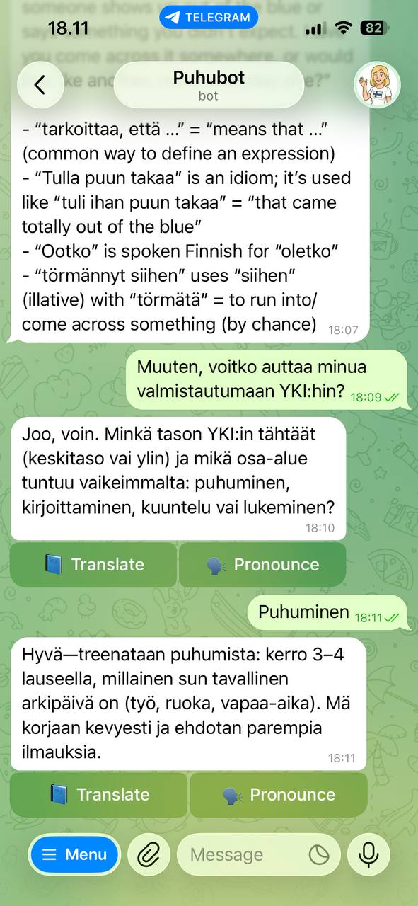 YKI speaking practice — B1-B2 level Finnish conversation for language proficiency test preparation
